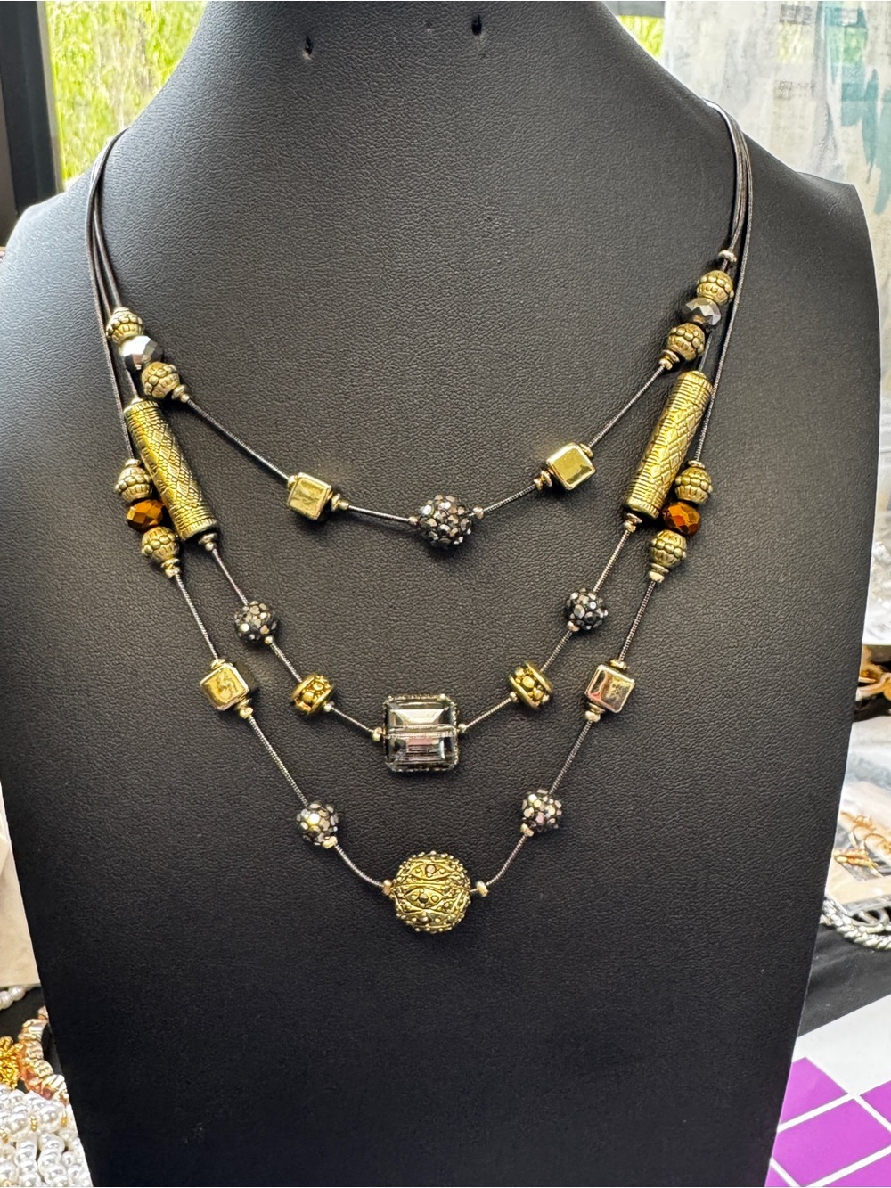 Chico's Gold-Tone Multi-Strand Beaded Necklace